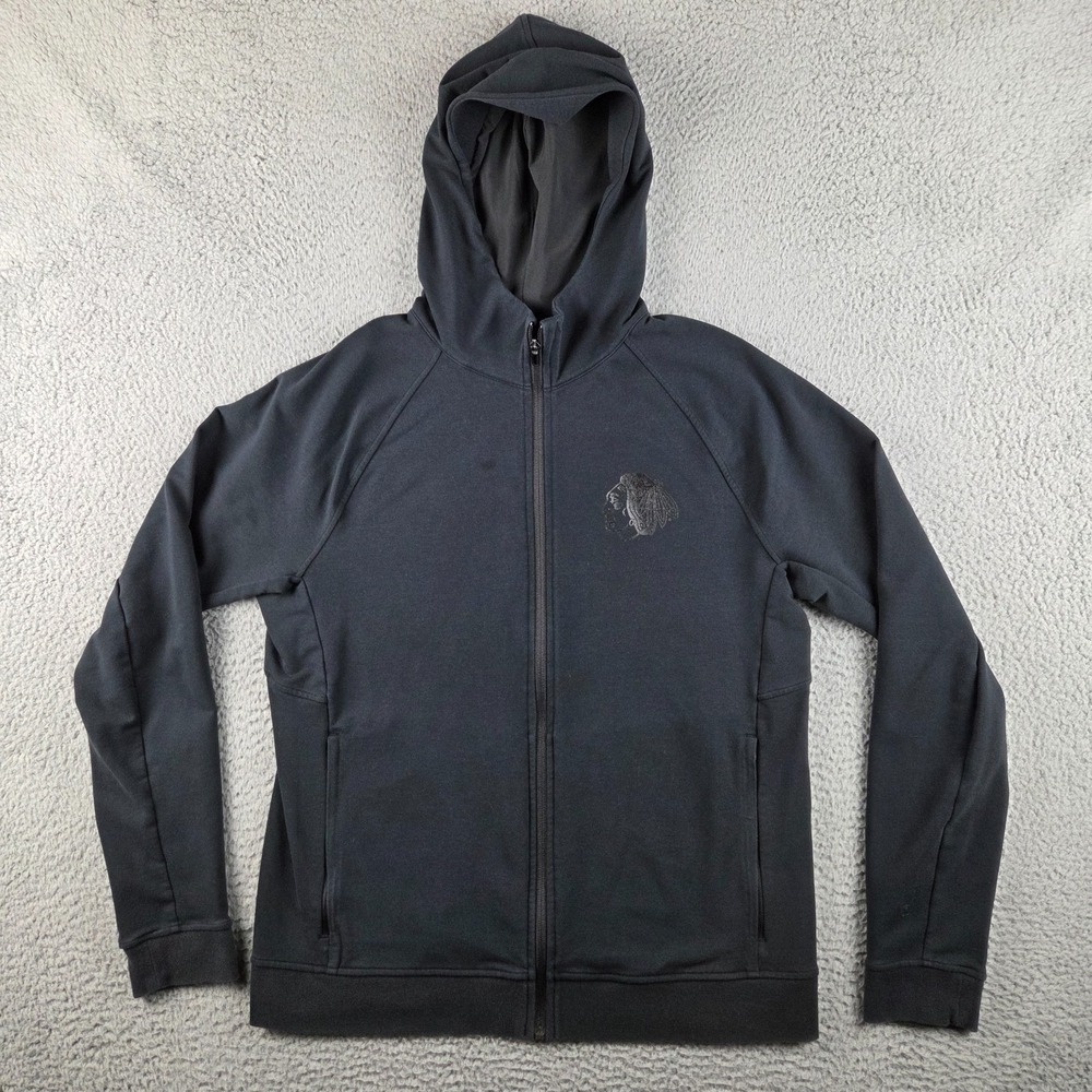 Lululemon Mens Chicago Blackhawks NHL Full Zip Hoodie Jacket Black Large